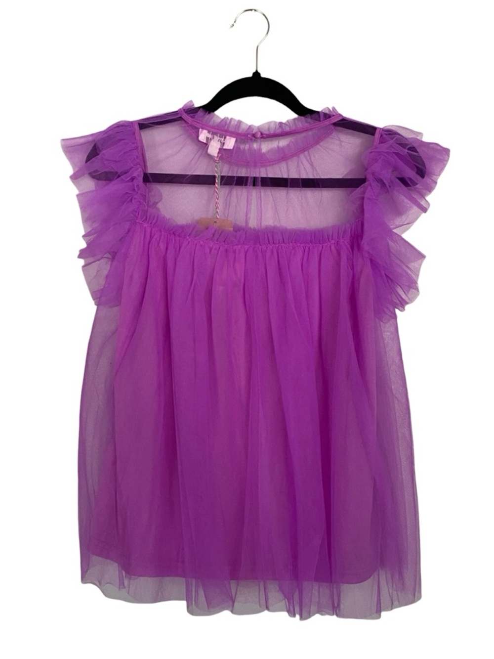 Umgee Boutique Style Purple Tulle Short Sleeve Blouse Womens Size Medium NWT - Picture 3 of 9